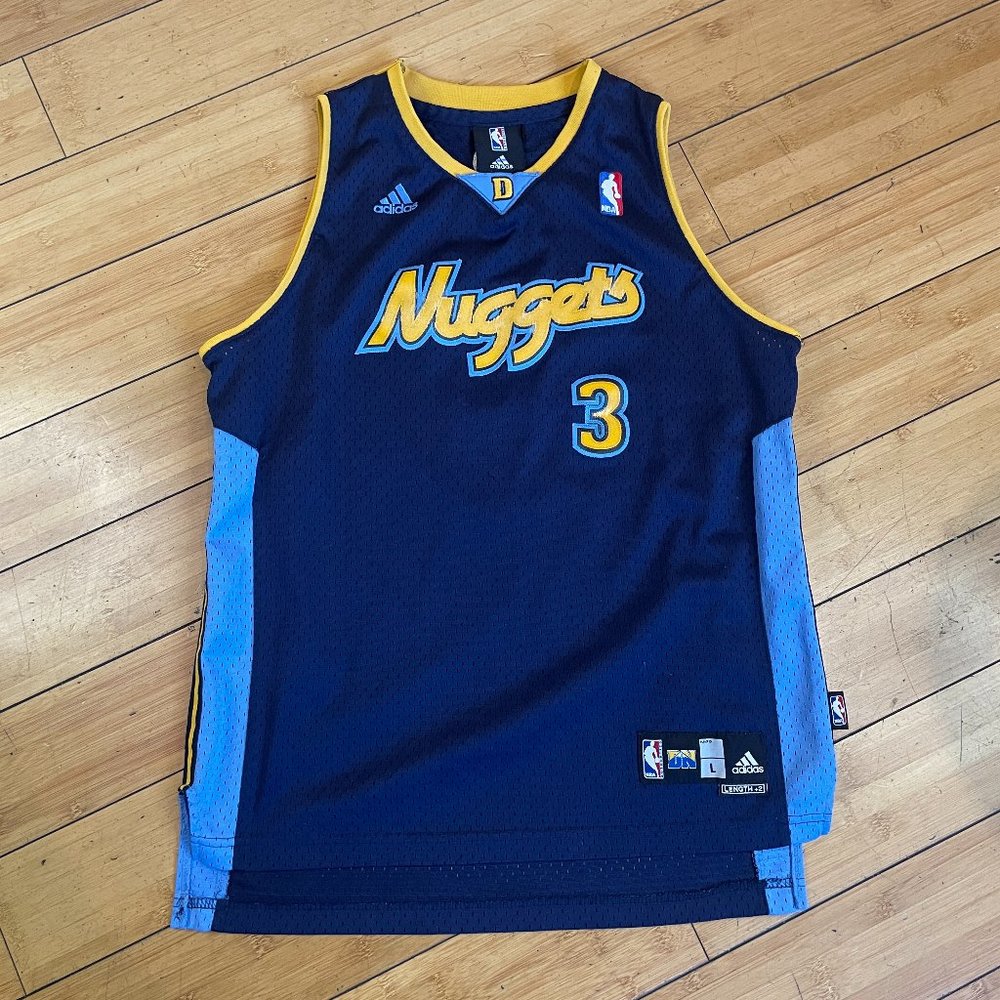 Adidas NBA Denver Nuggets Allen Iverson #3 Blue Jersey Youth Sz L